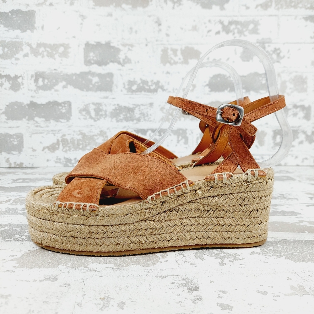 New Rag & Bone Hera Espadrille Wedge Suede Sandal A569